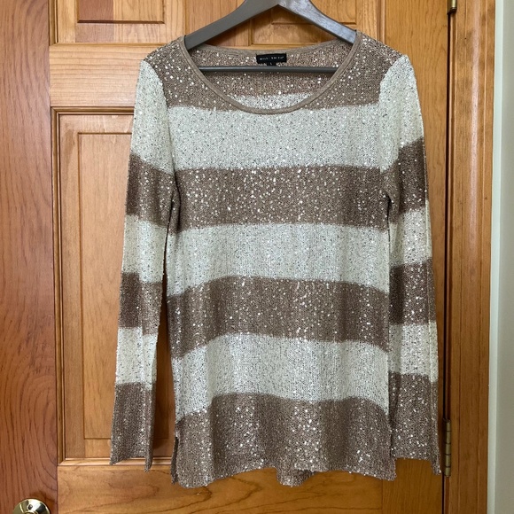 Willi Smith Sequined Striped Sweater Tunic. - Picture 2 of 5